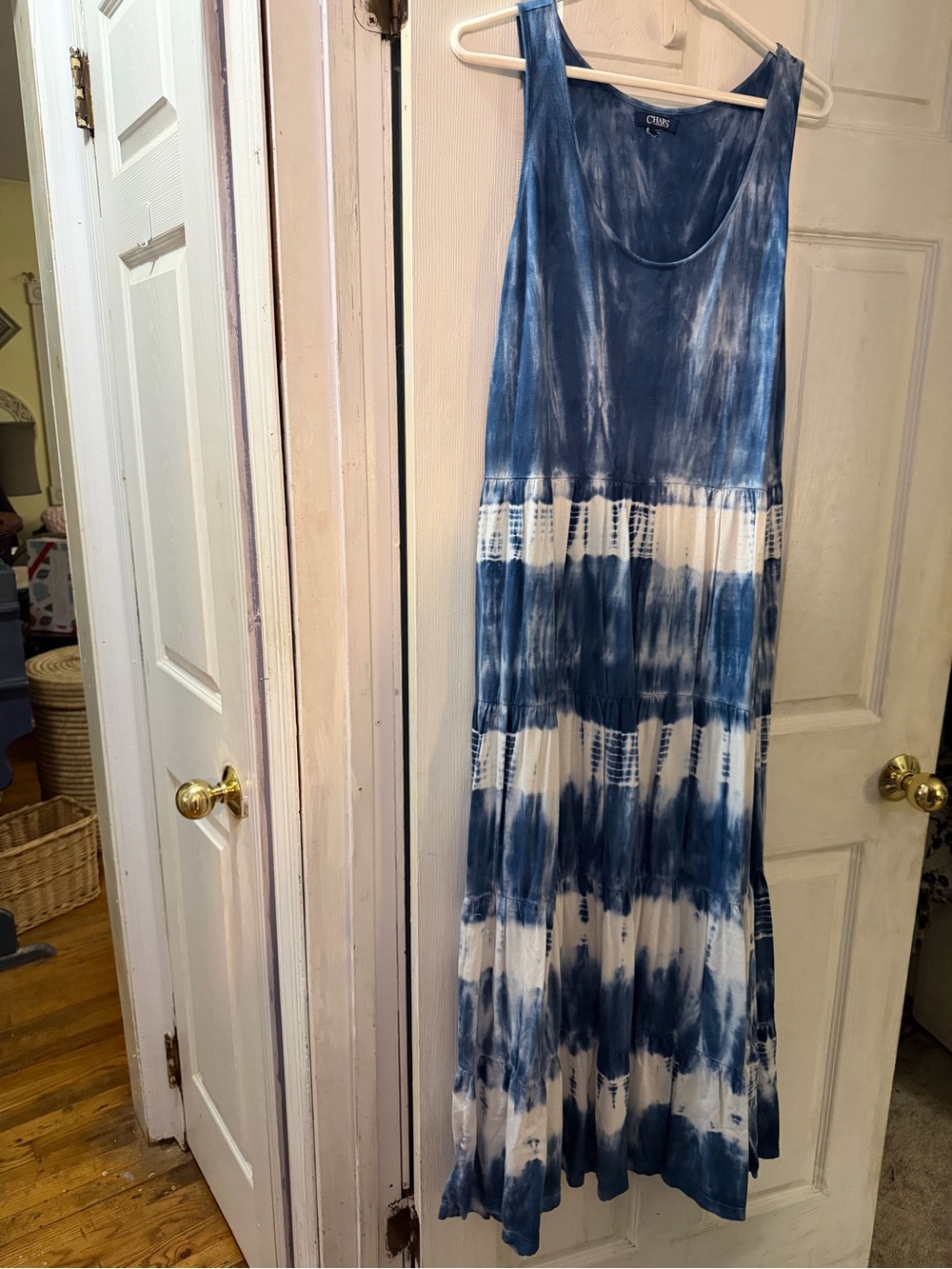 Chaps Blue Tie-Dye Sleeveless Maxi Dress